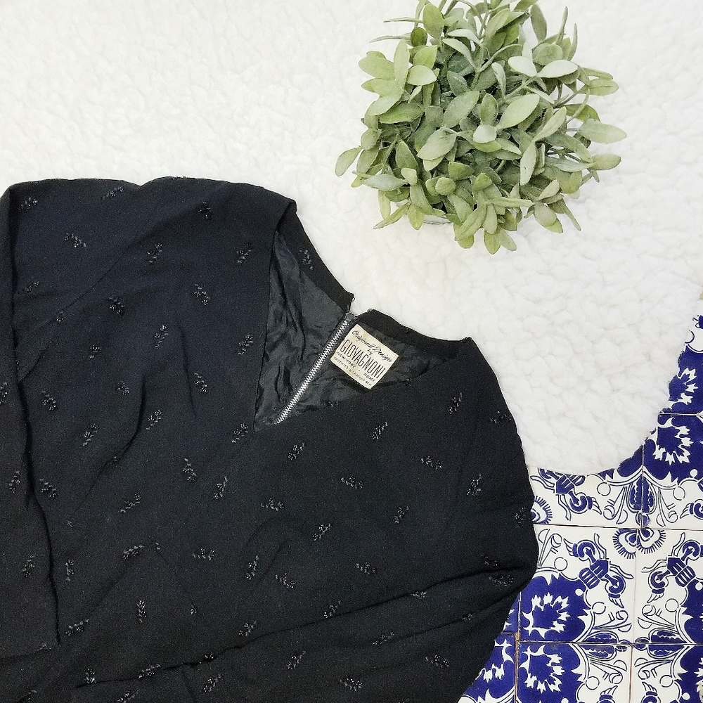 GIOVAGNONI vintage 50s embellished black dress